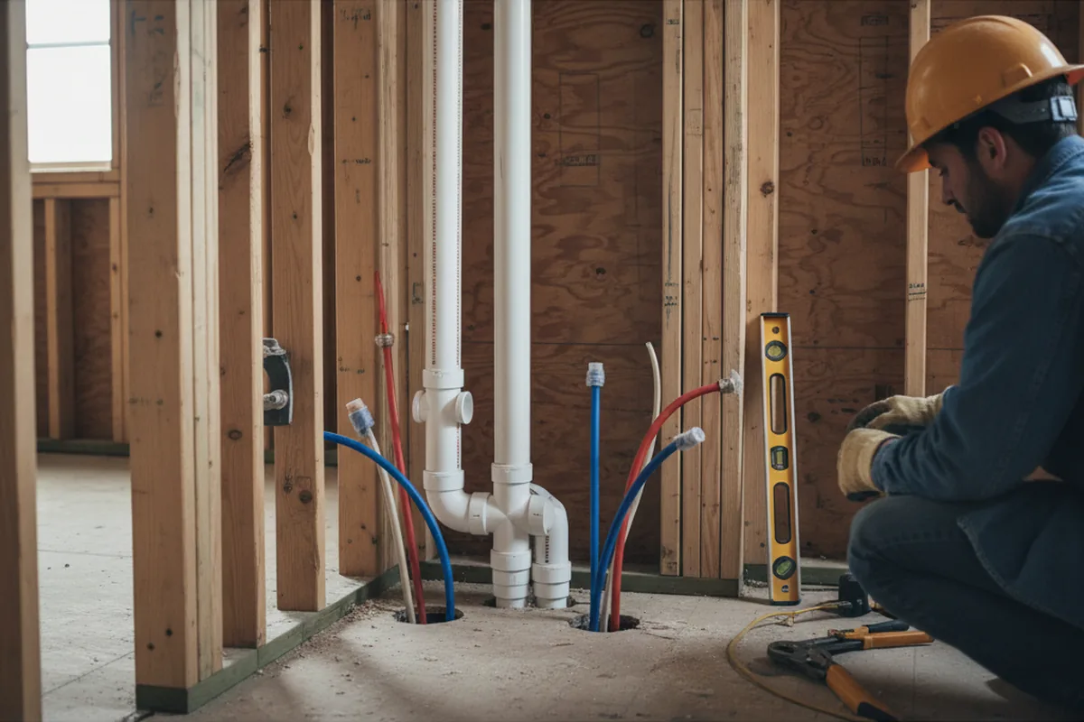 Drain and supply rough-in during Garbage Disposal Repair in Hewitt