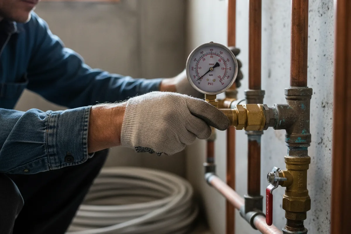 Pressure testing a repaired line during Water Line Repair in Hewitt